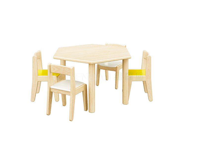 幼儿园家具功能教室实木六边形桌